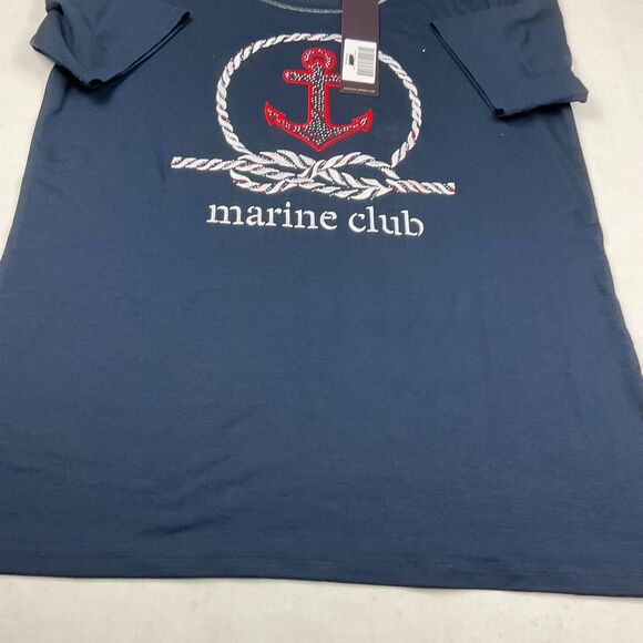 Dantelle Marine Club Nautical Graphic T-Shirt Rhinestone Anchor Blue L Tee NWT - Picture 2 of 10